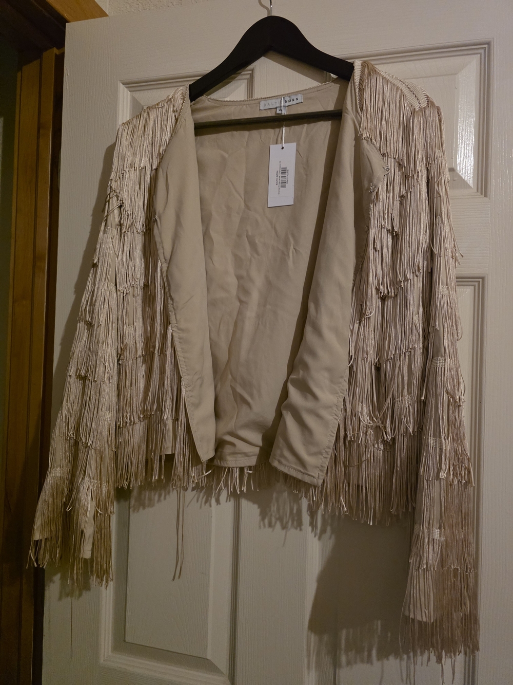 Baltic Born Cream Fringe Leather Jacket